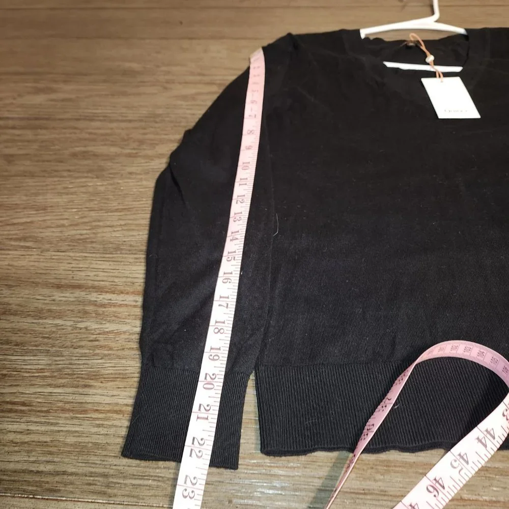 Quince Lightweight Cotton Cashmere V-Neck Sweater NWT Black Med - Picture 4 of 7